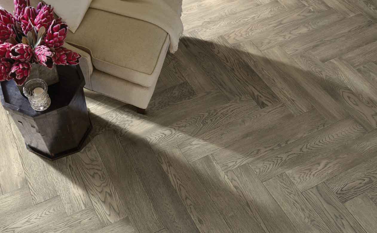 Herringbone patterned Hardwood Flooring 